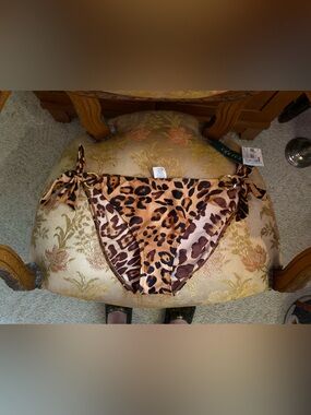 NWT Ralph Lauren Blk/Brwn/Tan Leopard Print Bikini Bottom RN 52419 Summer Swim